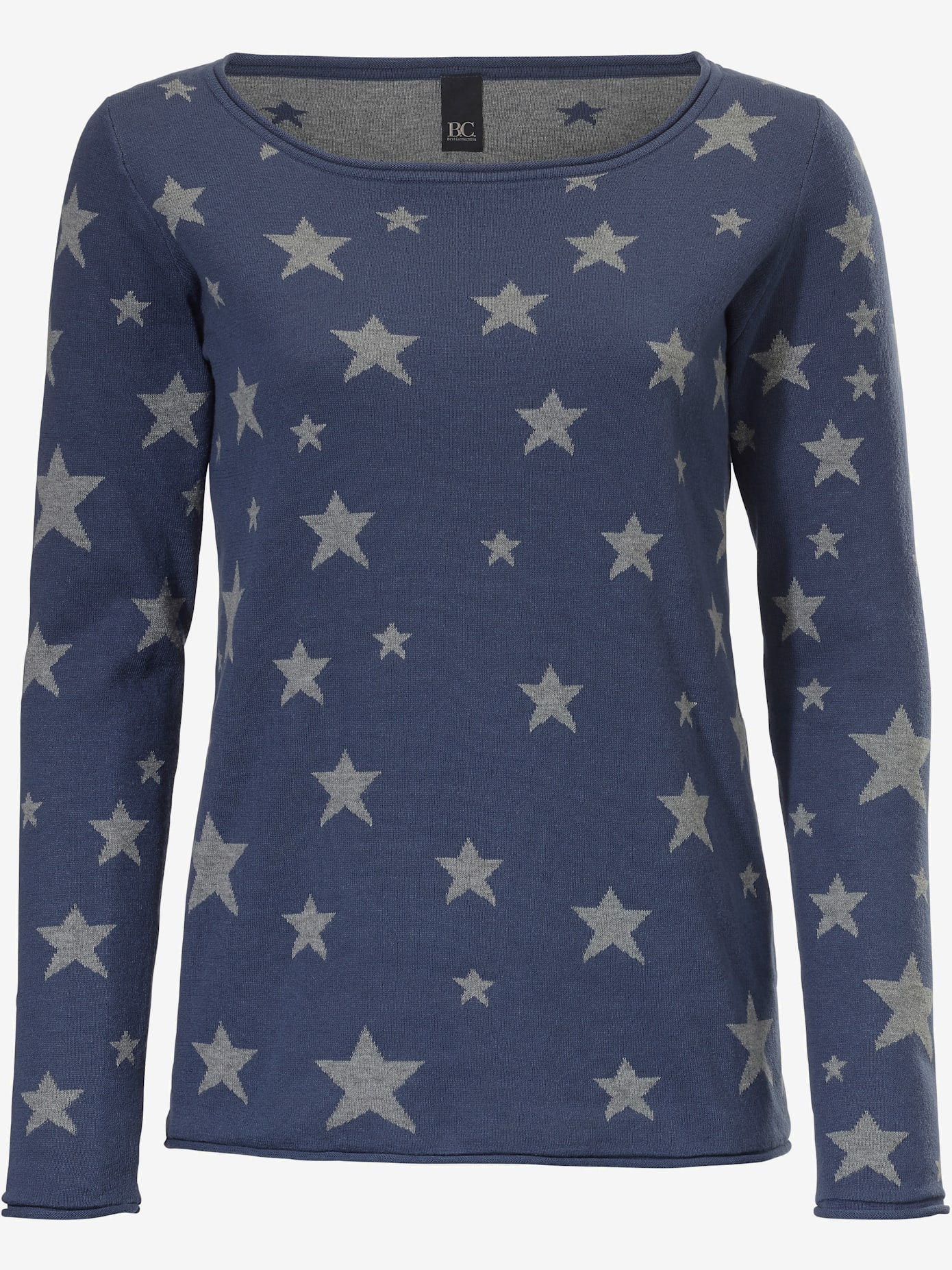 Pull col rond imprimé étoiles tendance