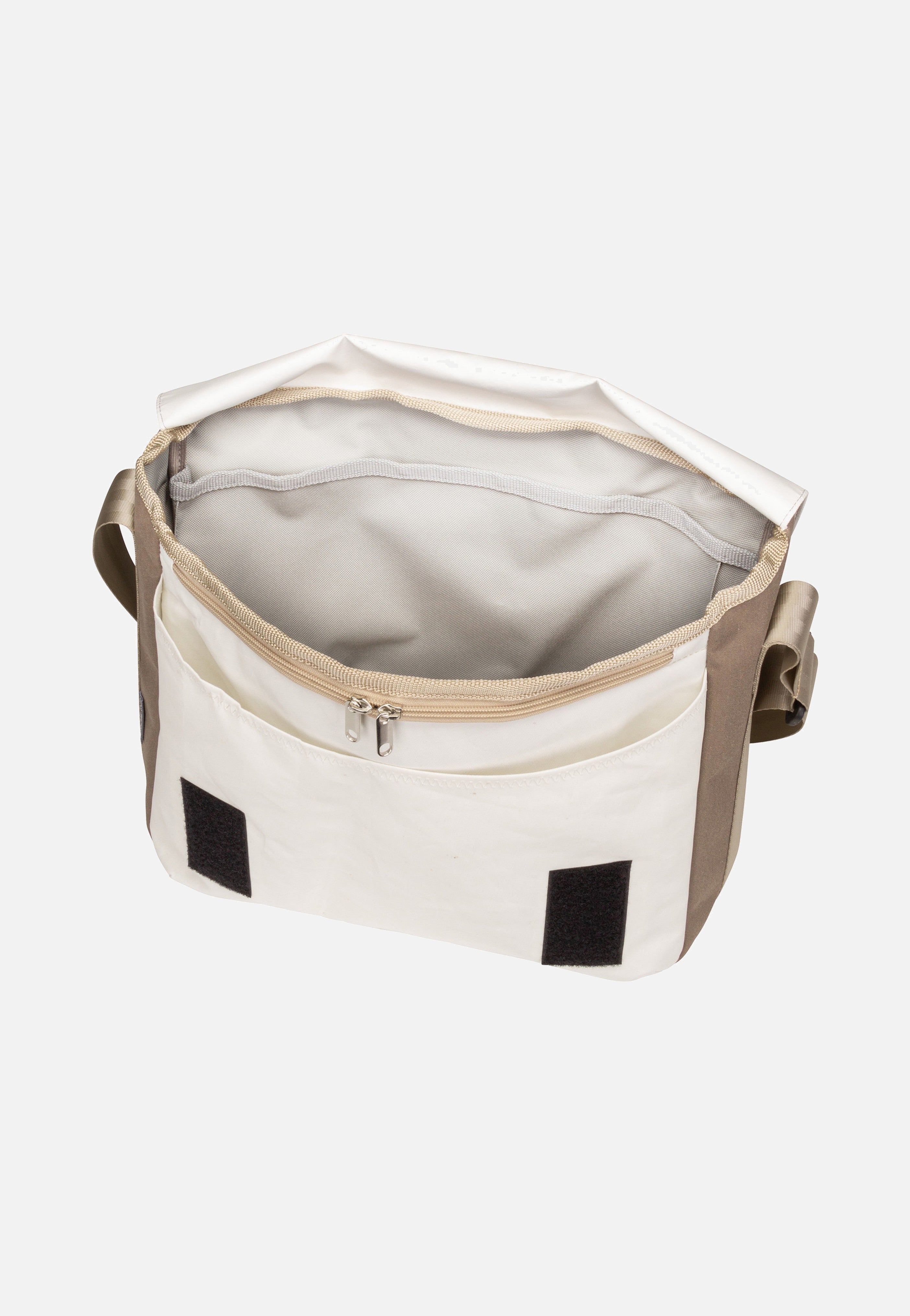 Barkasse Weiß/Balken Taupe - Messenger Bag