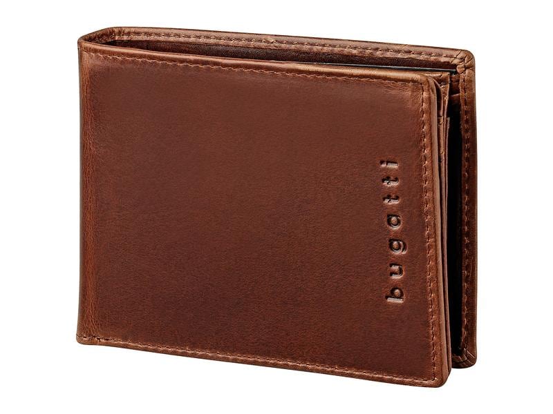 Bugatti Portemonnaie Romano Dunkelbraun Scheintasche mit Klappe und RFID-Schutz