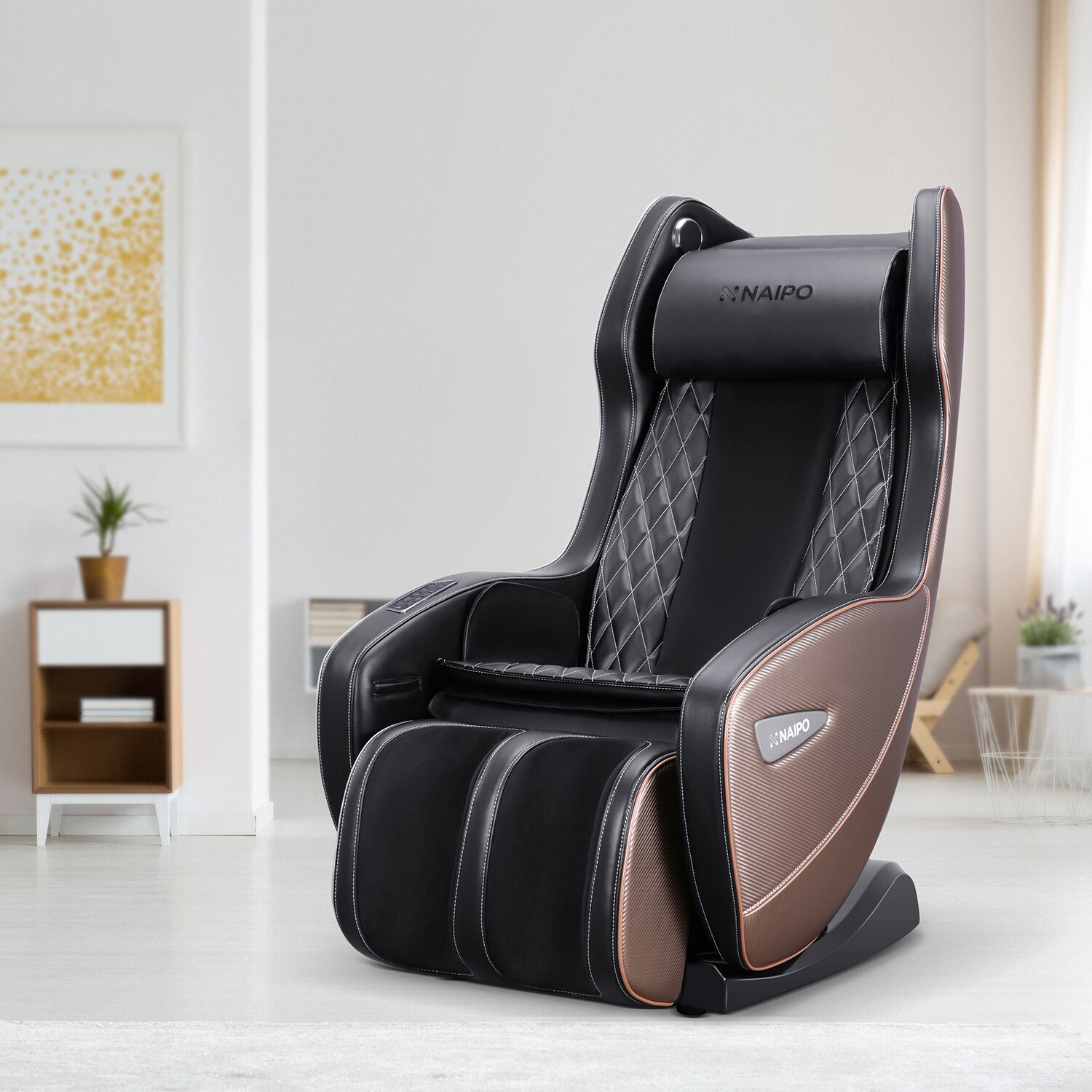 NAIPO Shiatsu Massage Stuhl Massagesessel mit Klopfen Kneten Luft-Massage-System Bluetooth 3D Surround Sound Musik