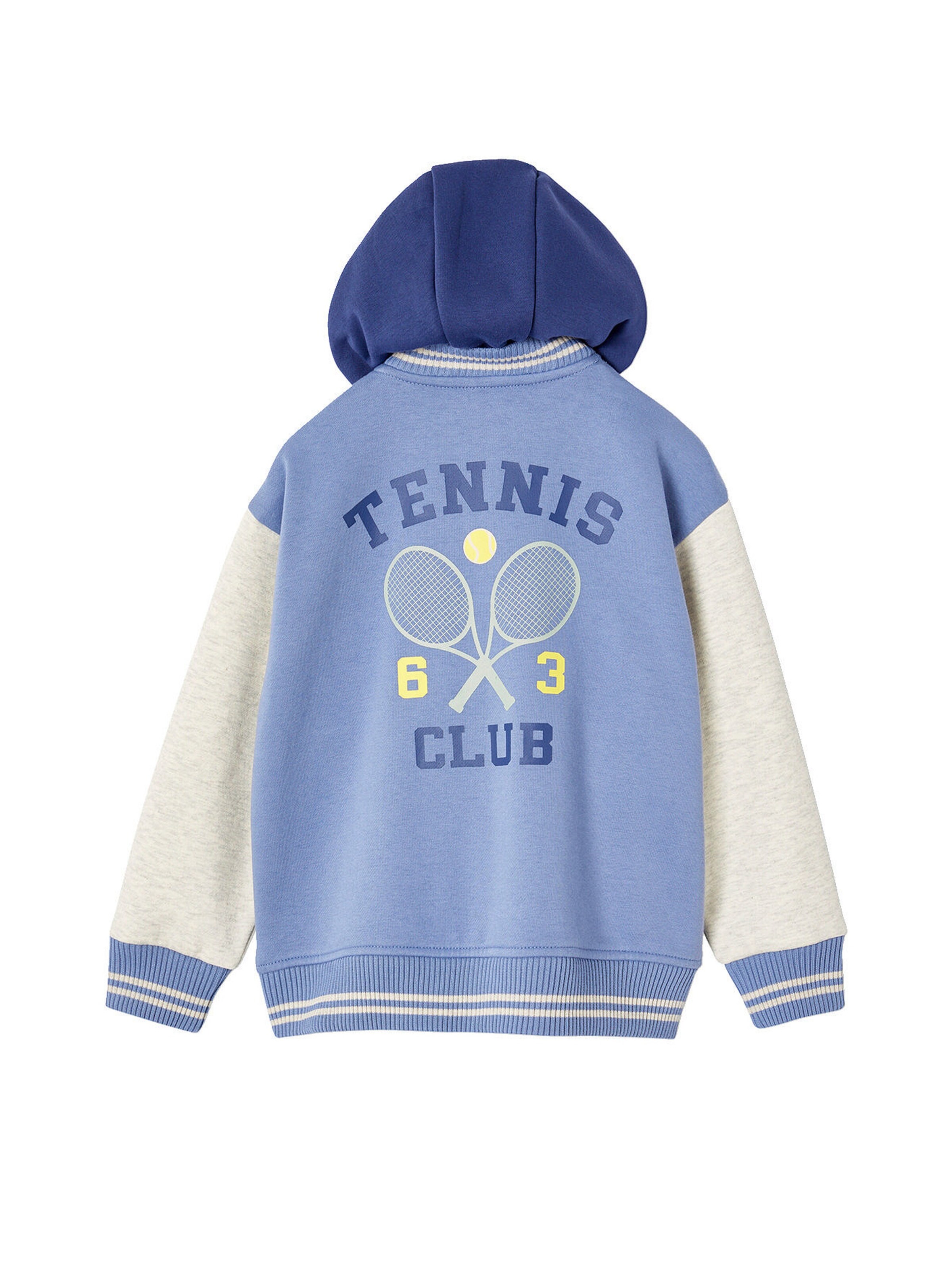 Vertbaudet Jungen Kapuzensweatjacke im College-Style mit Recycling-Polyester blau