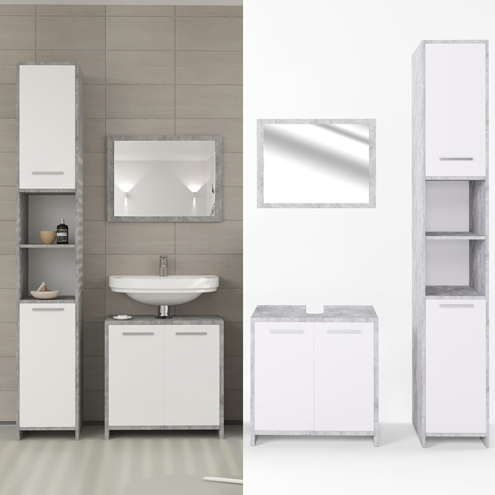 Vicco Badmöbel Set Kiko Badezimmer Spiegel Kommode Unterschrank Beton
