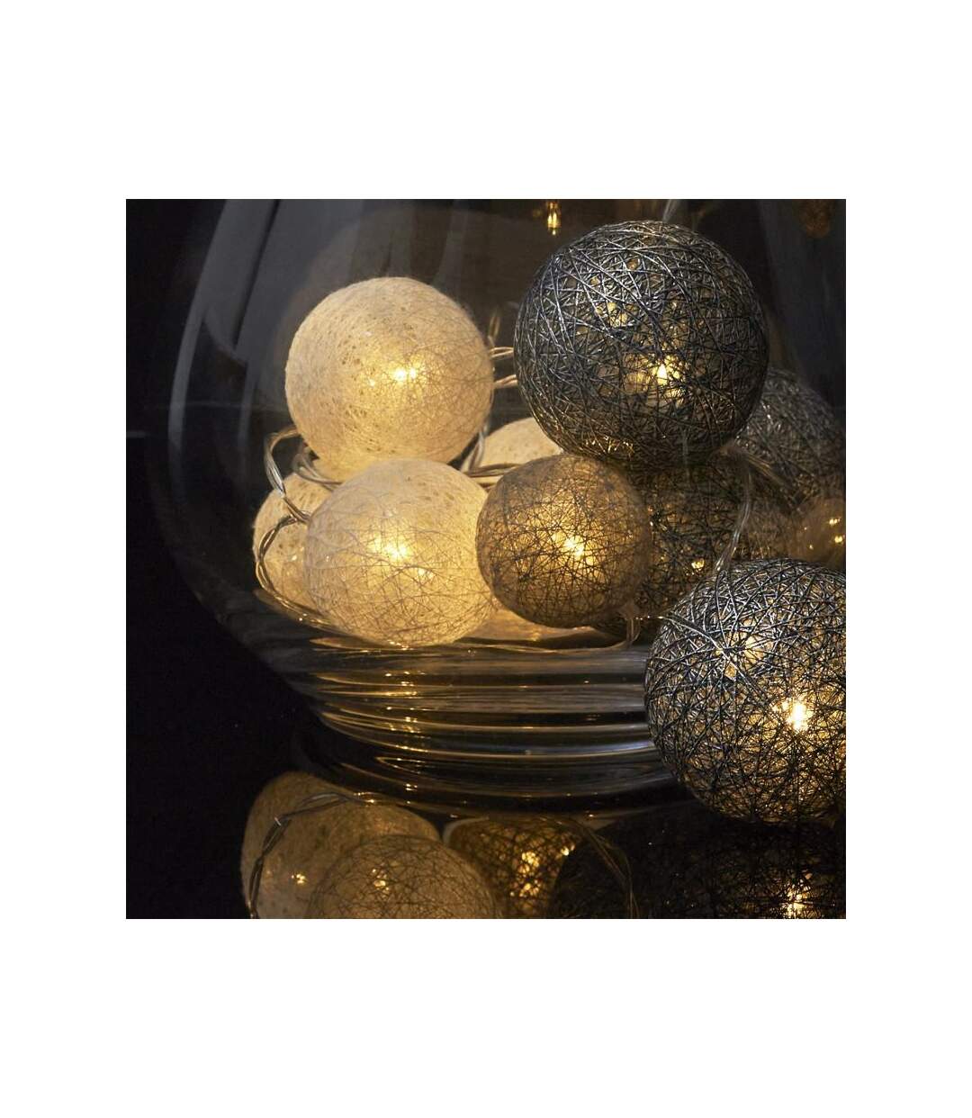 Paris Prix - Guirlande Lumineuse Led boule 360cm Gris