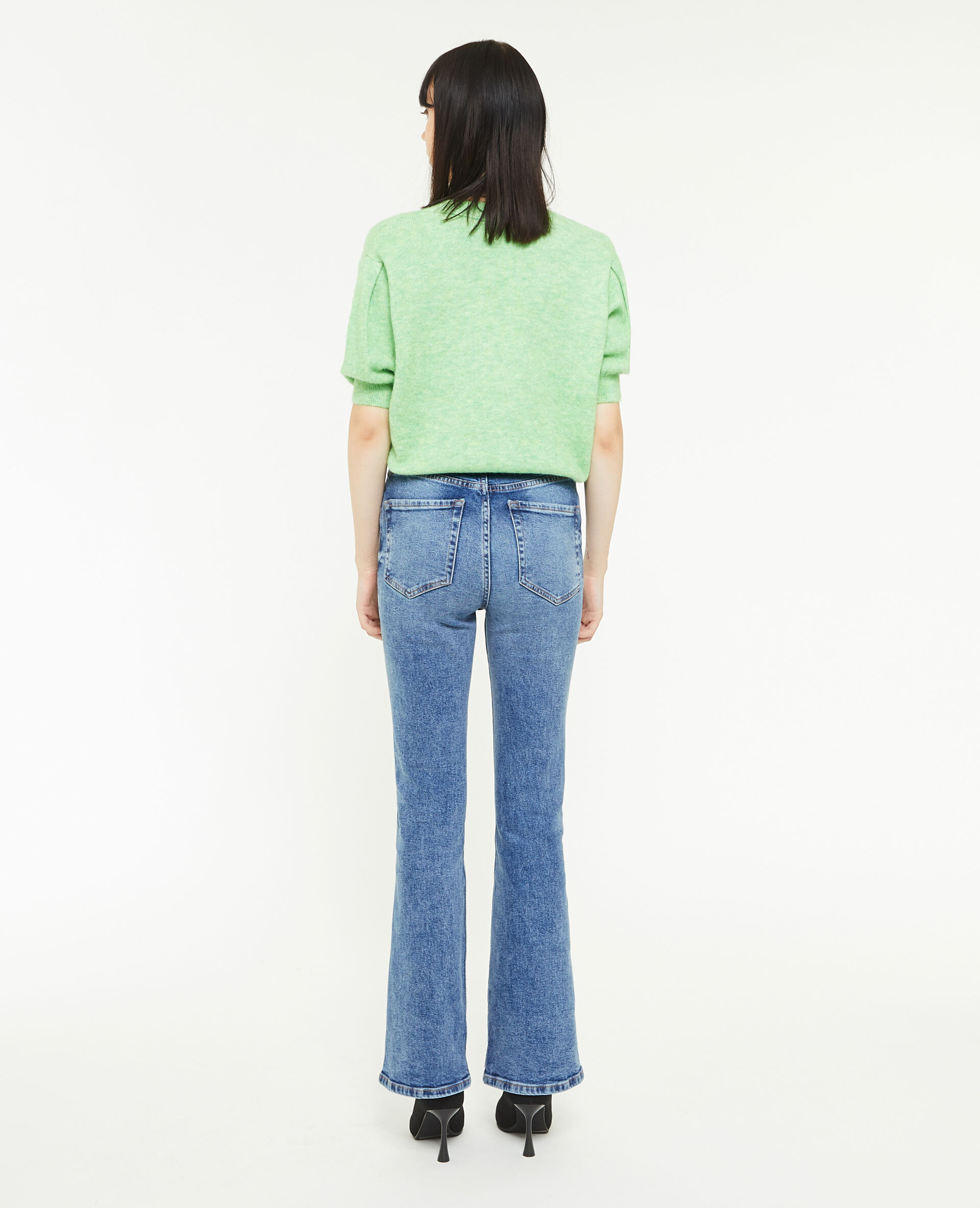 Jean flare taille haute - Bleu