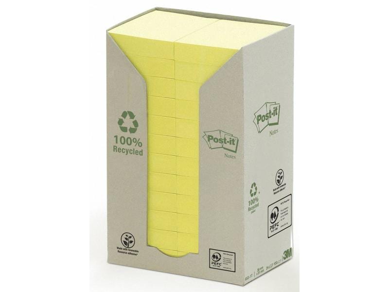 Post-it Notizzettel Post-it Recycling Notes 3.8 cm x 5.1 cm Post-it Haftnotizen Green Notes Gelb