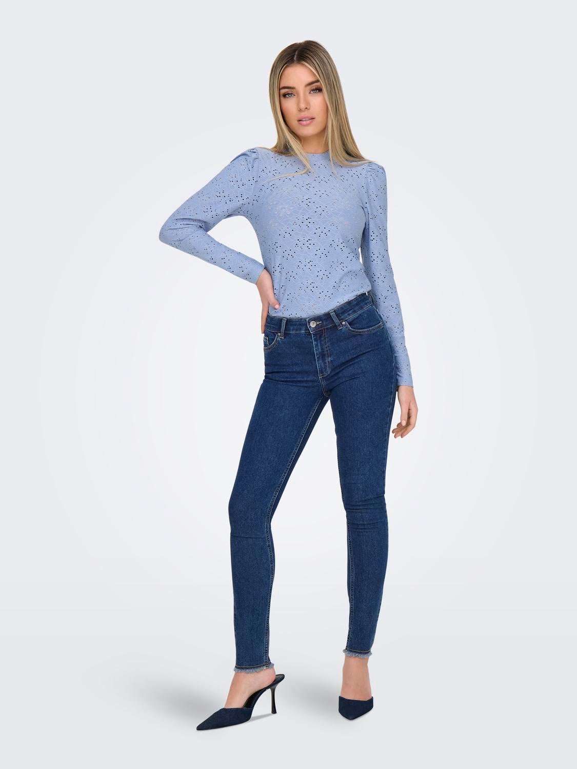 ONLHUSH Mittlere Taille Skinny Fit Jeans Dark Blue Denim