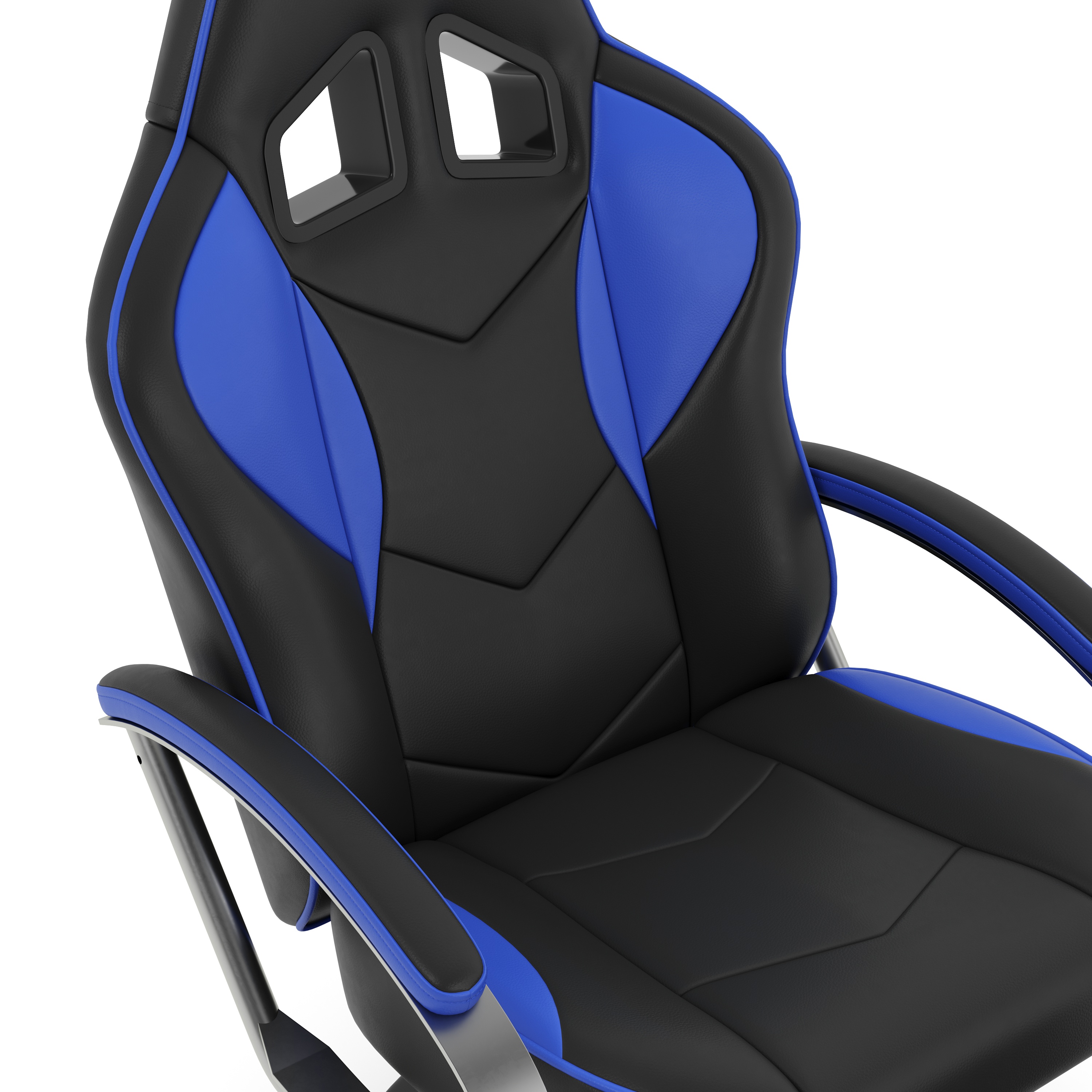Fernsehsessel Leder mit Fusshocker blau/schwarz