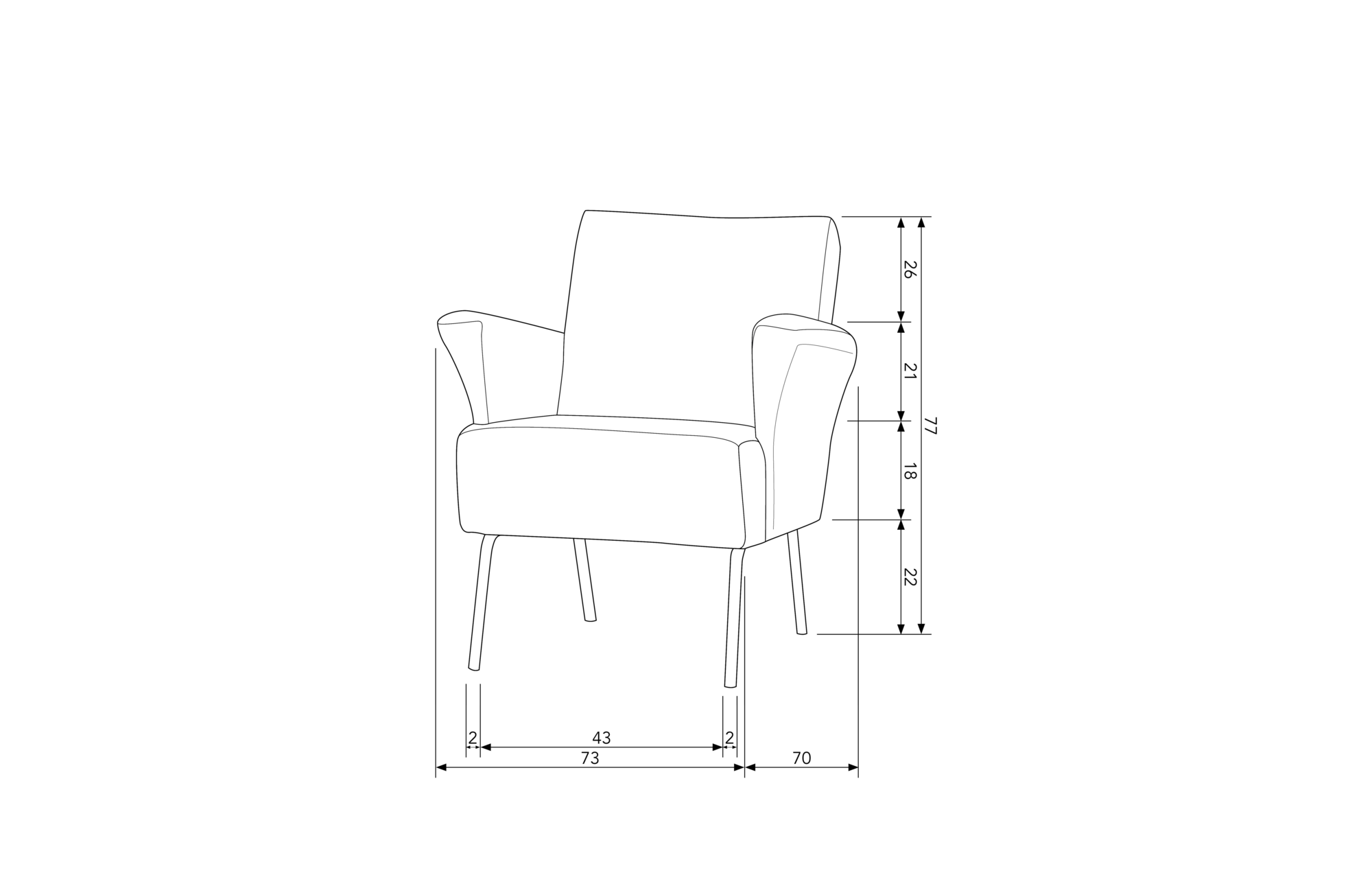 Fauteuil Muse taupe grof geweven stof
