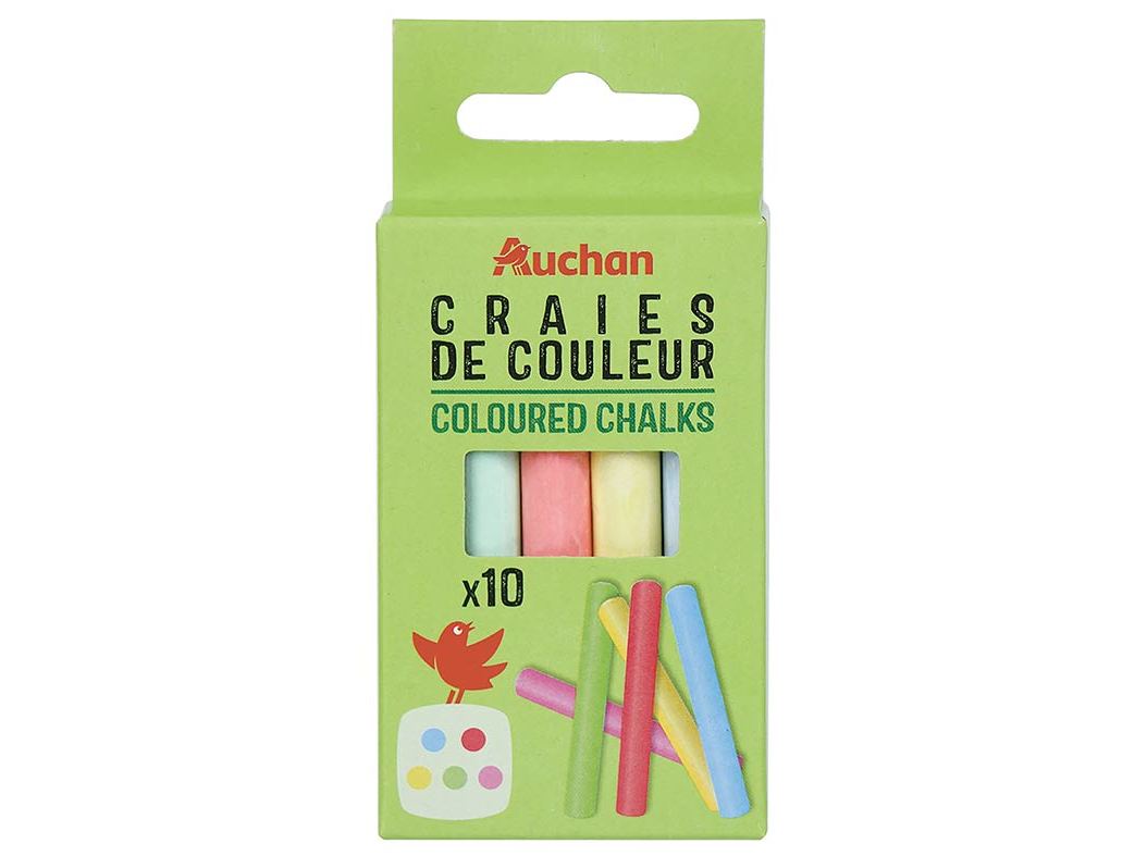CONJUNTO DE 10 PAUS DE GIZ AUCHAN CORES SORTIDAS