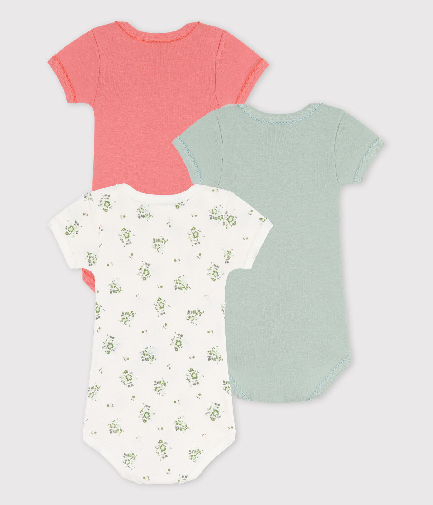 Lot de 3 bodies manches courtes en coton et lin