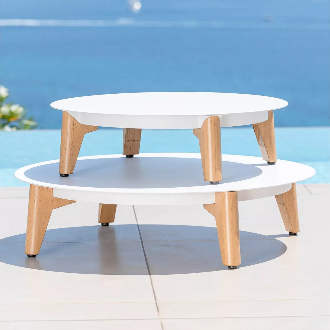 Salon de jardin aluminium 4 places 5 pcs Monte Carlo Blanc et gris clair