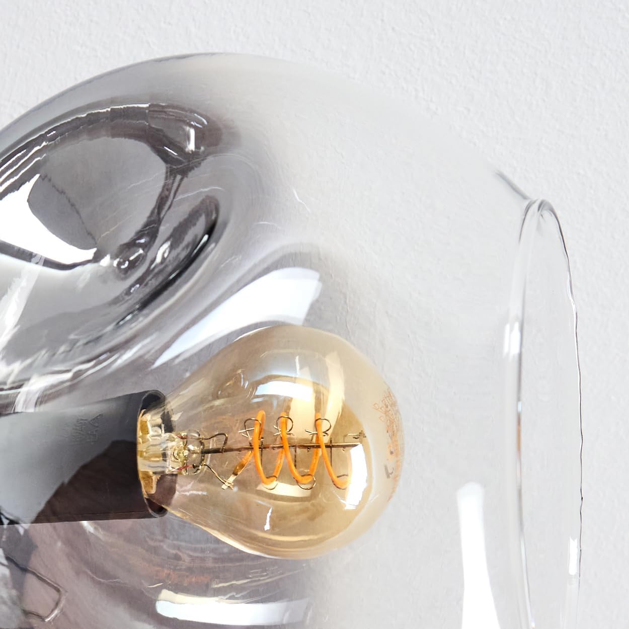 HOFSTEIN Deckenleuchte Ripoll, 6-flammige Deckenlampe aus Metall/Glas in Schwarz/Rauchfarben/Klar, moderne Leuchte im Retro/Vintage-Design (Ø Schirme 15 cm), E14, Esszimmer, Küche, Wohnzimmer