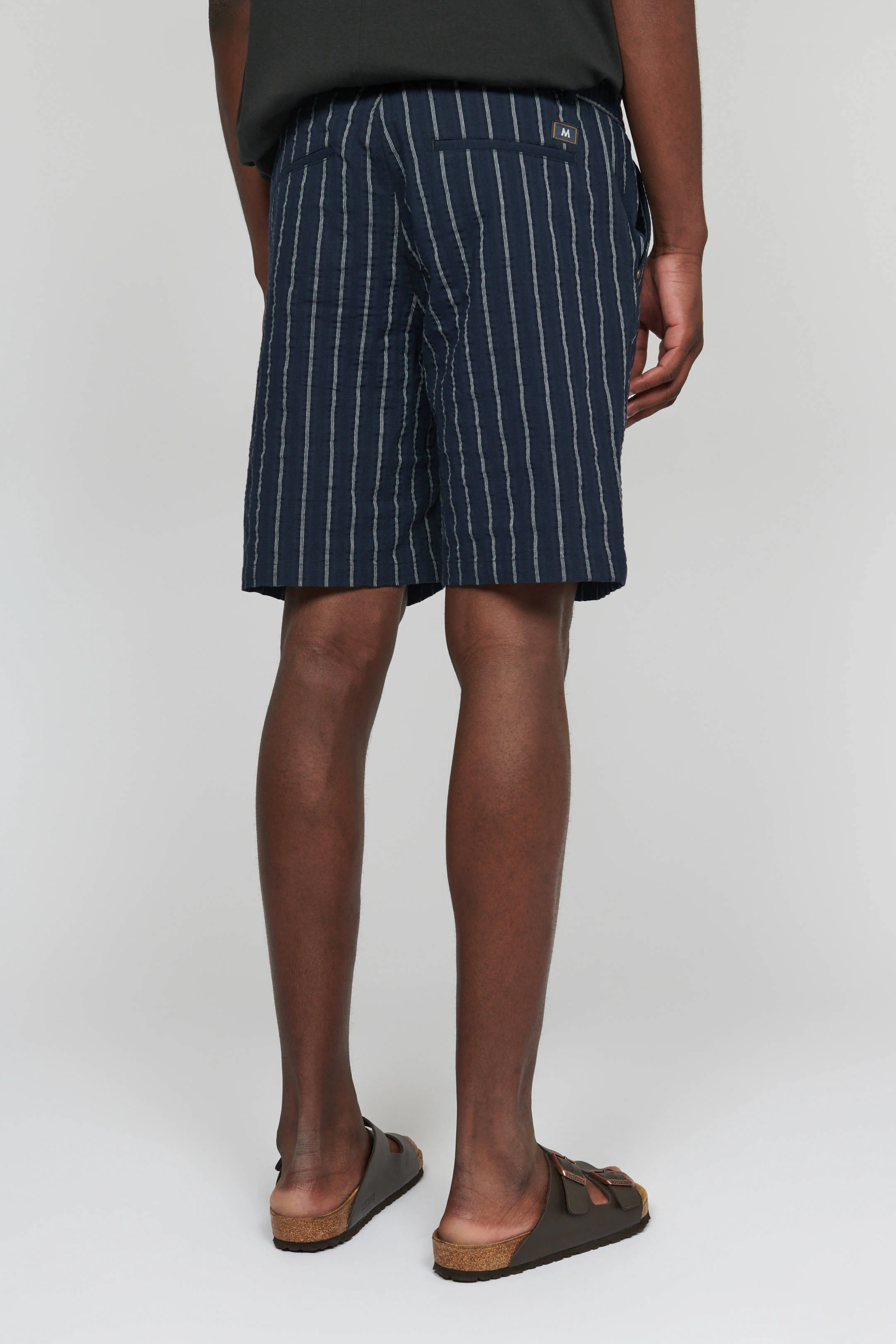 Matinique gestreepte regular fit short MAjay dark navy