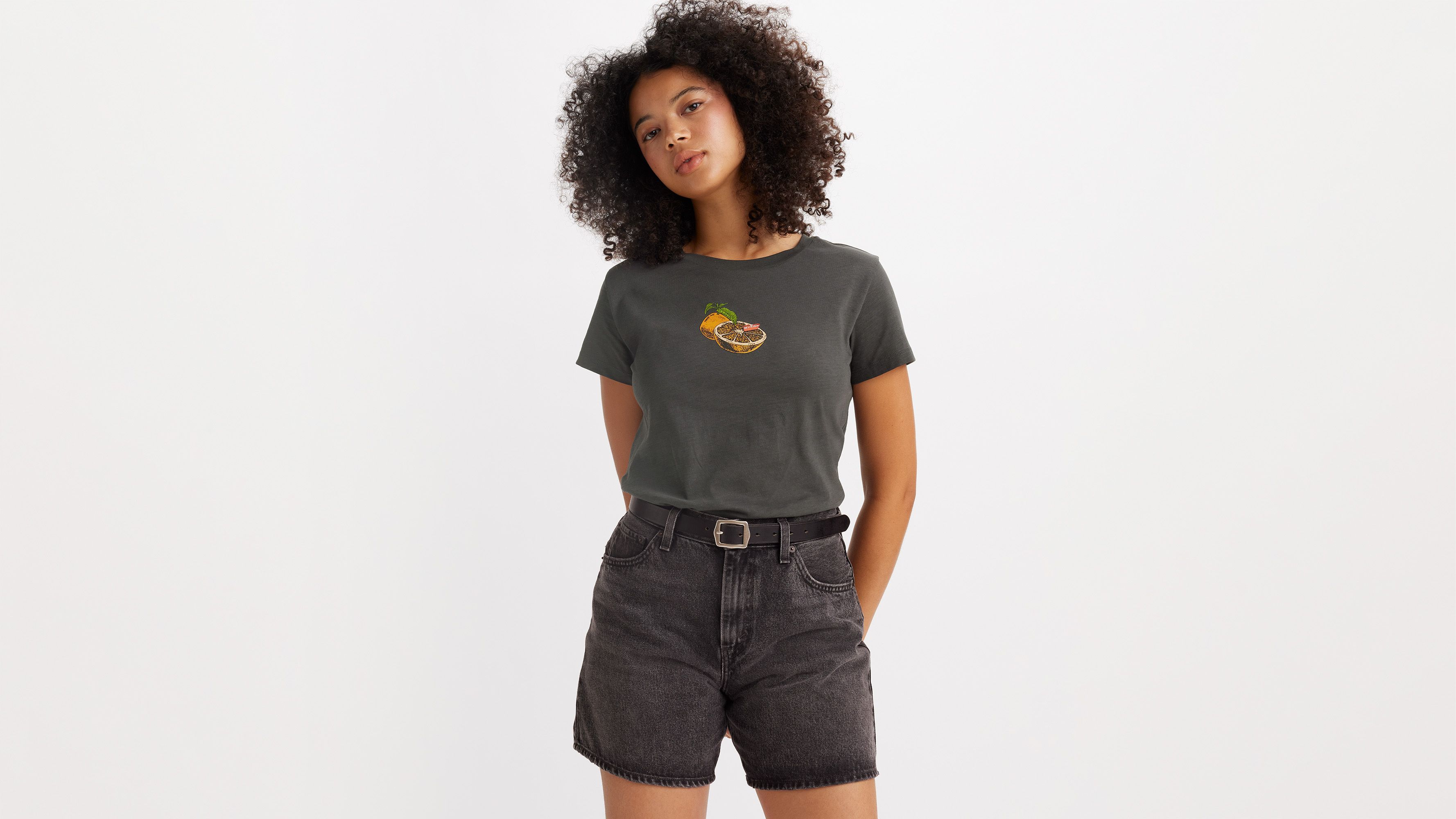 T-shirt graphique Boxy - Tab Orange Pirate Black - Noir