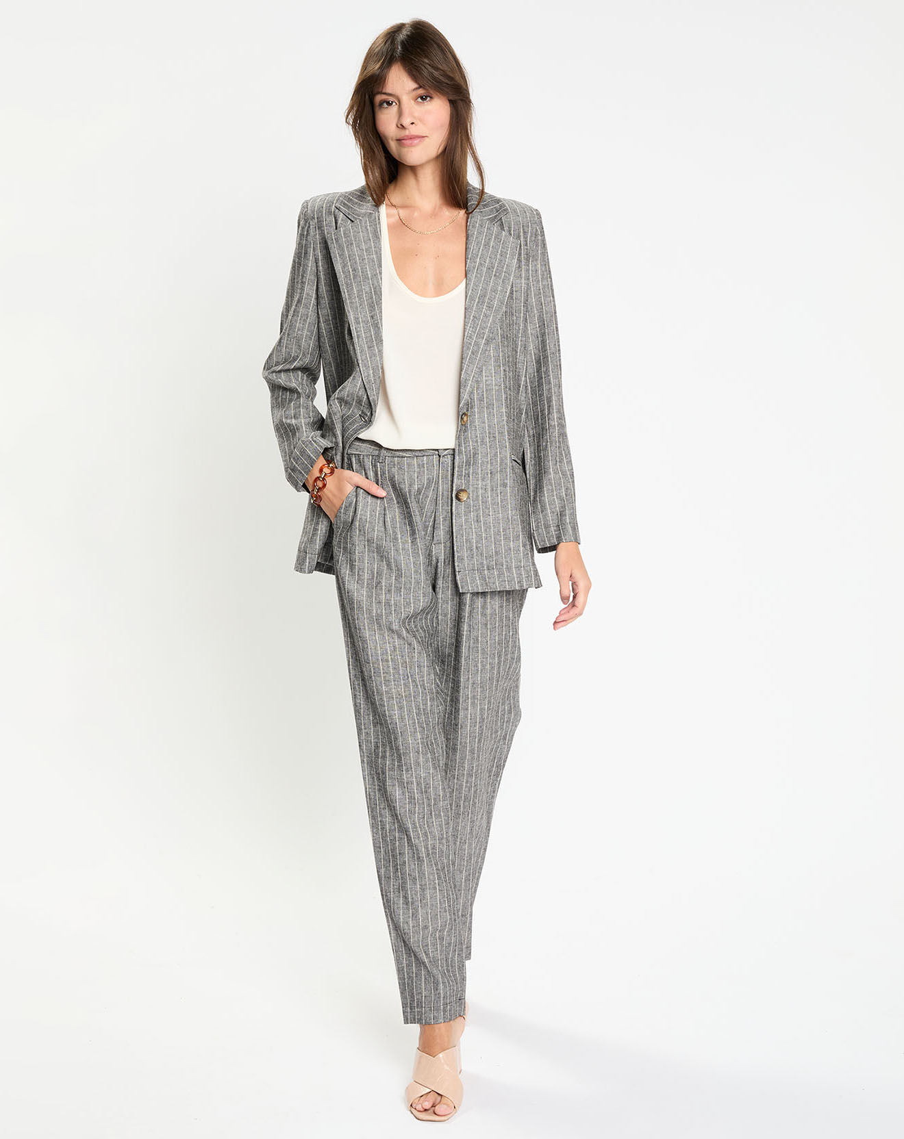 Lauren Vidal Veste en Lin mélangé Lima noir chiné