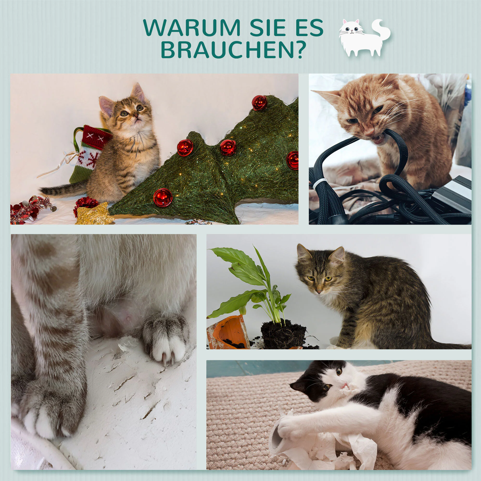 PawHut Katzenkratzbaum mit Unterlage grau 66L x 28B x 137H cm