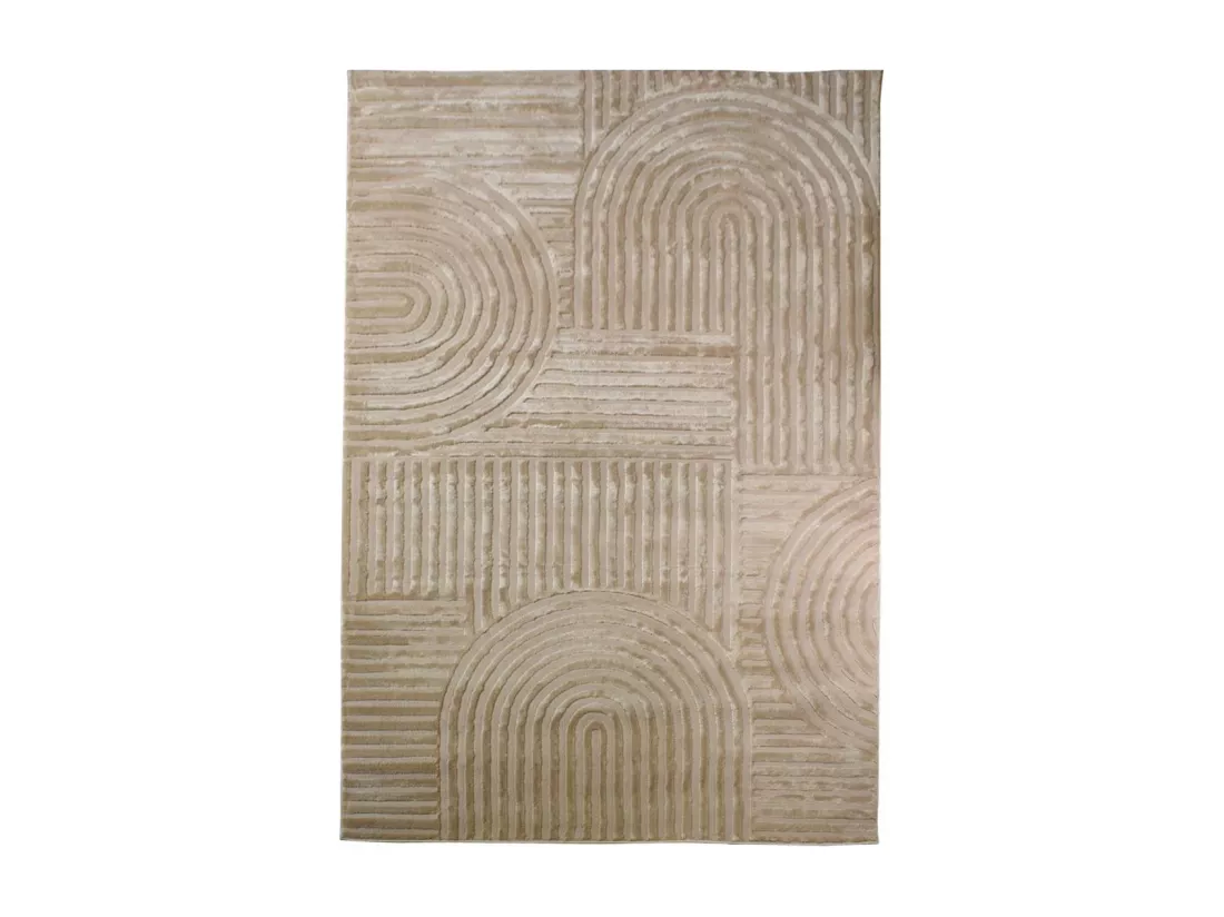 tapis grand salon 200x290 tissé beige rectangle motif géométrique CERABI