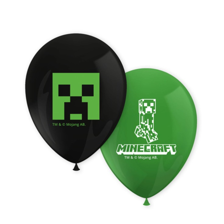 (8er Set) Kinder Party Deko Ballons Latex Luftballons Lizenziert - Minecraft