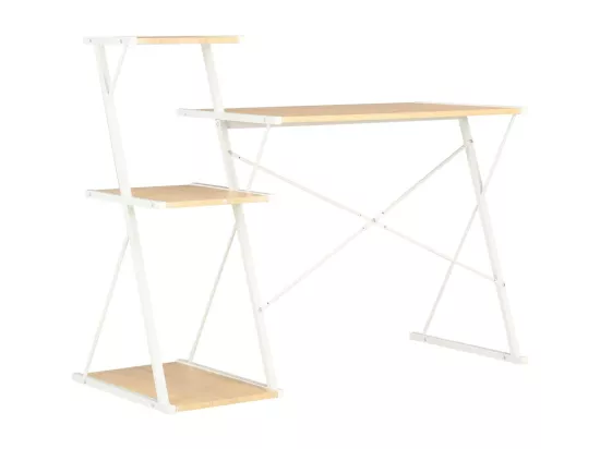 Bureau avec étagère Blanc et chêne 116x50x93 cm
