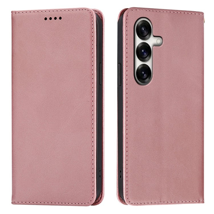 Samsung Galaxy S24 Leder Tasche Flip Cover mit Kartenfächer im Vintage Look - Roségold