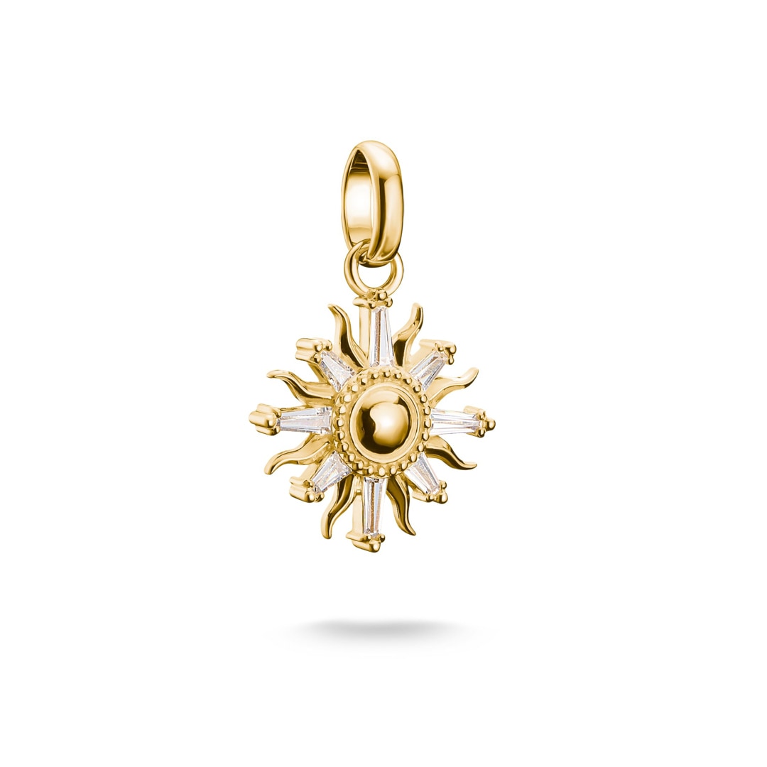 Thomas Sabo Charm-Anhänger Sonne mit Steinen Connect vergoldet