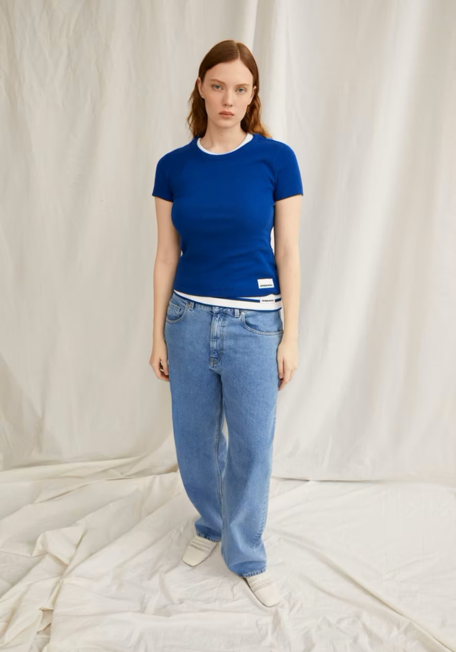Armedangels Ripp-T-Shirt Kardaa Lapis Blue