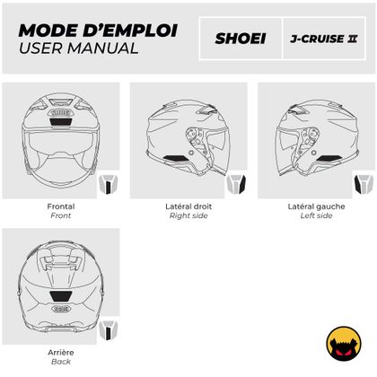 Stickers Réfléchissants Fear The Yellow Bear REPLICA SHOEI J-CRUISE II - Blanc