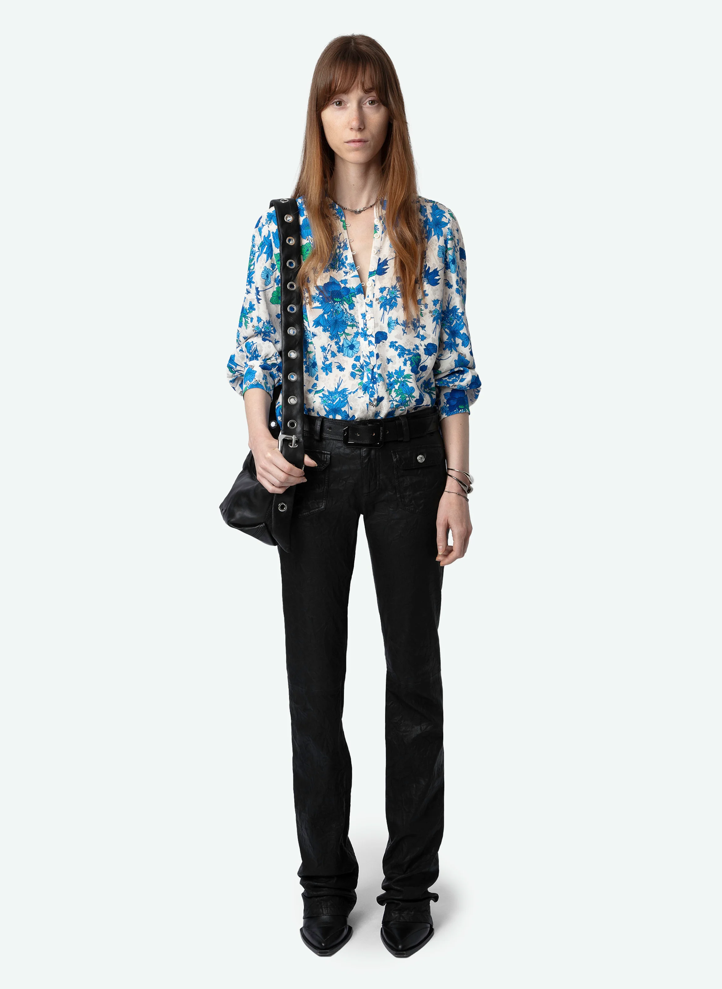 TWINA - Blouse droite col V imprimée | Blanc