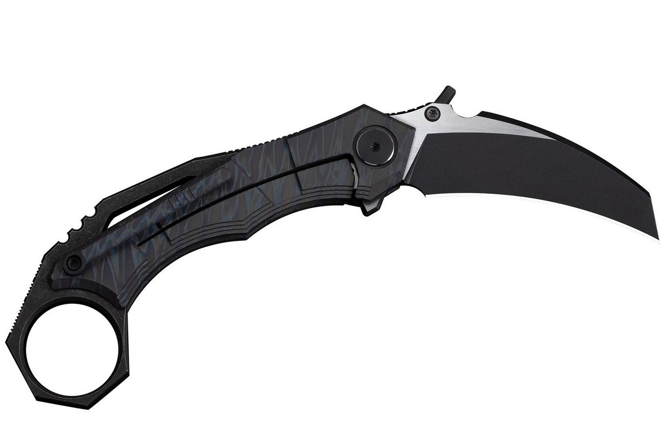 WE Knife Tayra WE24069-4 Blackwashed Bohler M390, Tiger Stripe Pattern Flamed Titanium, zakmes