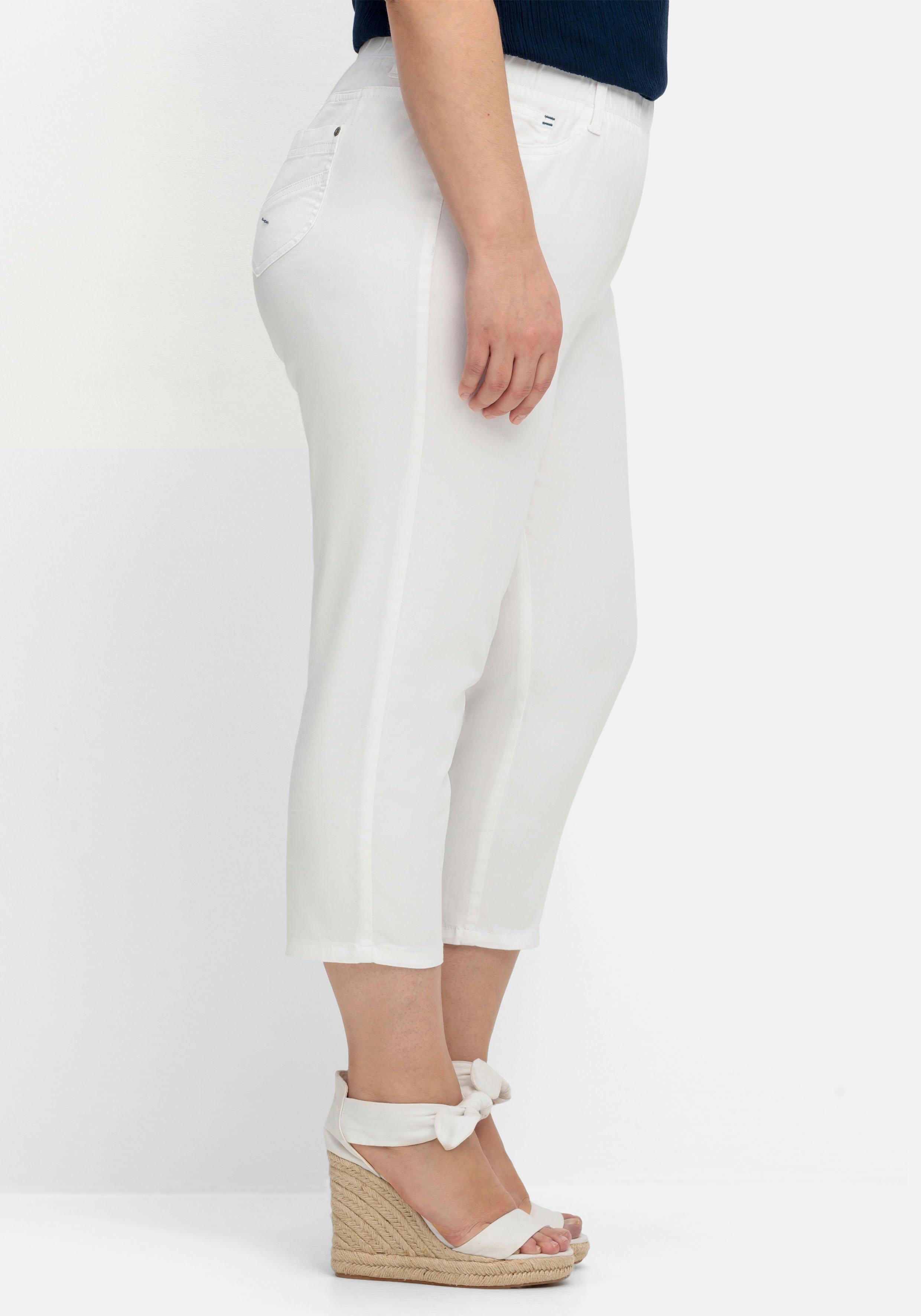 Schmale 7/8-Hose mit Gummibund, aus Twill