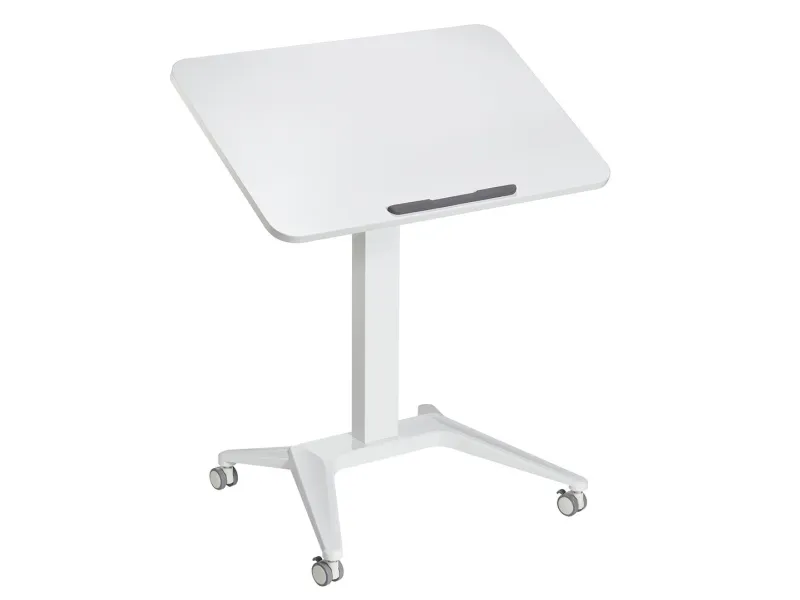 Maclean MC-453 W Mobile Laptop Desk with Pneumatic Height Adjustment, Laptop Table with Wheels, 80 x 52 cm, Max. 8 kg, Height Adjustable Max. 109 cm (White)