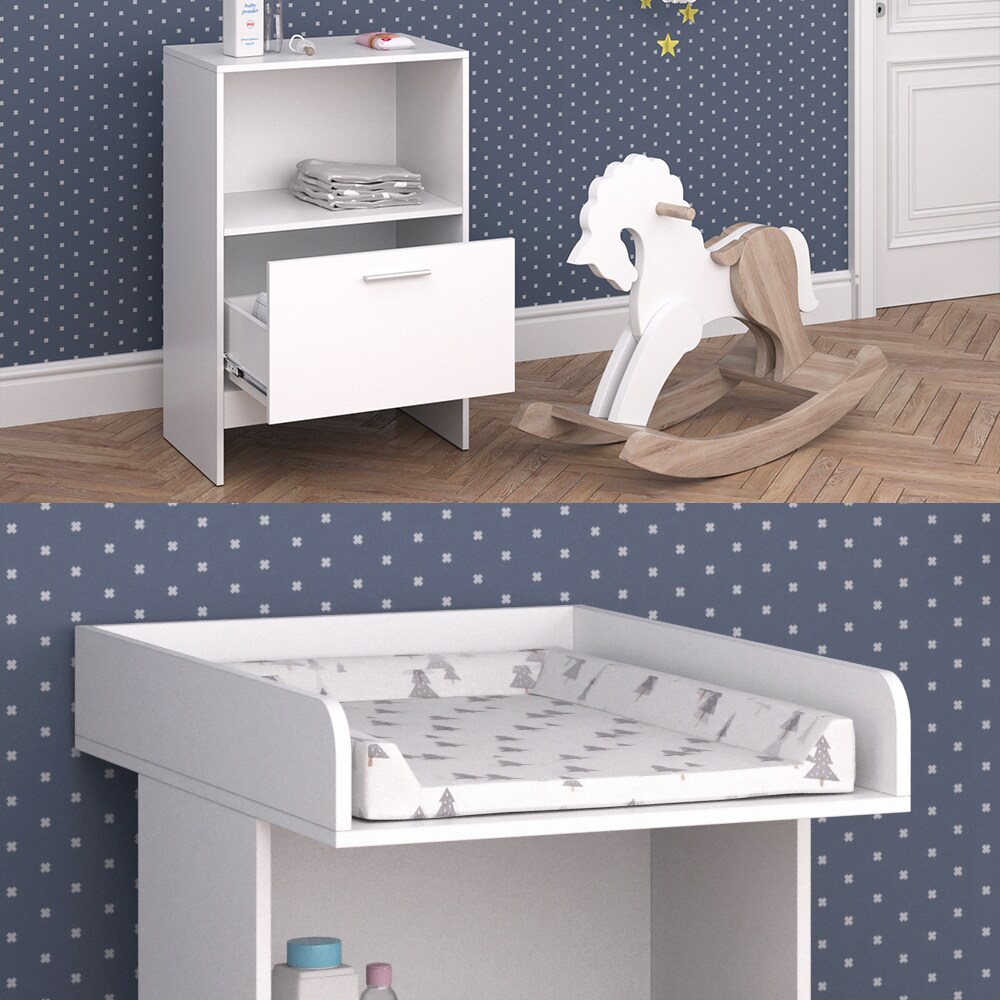 Vicco Wickeltisch Wickelkommode Wickelschrank Leo Wickelaufsatz Schublade Weiß