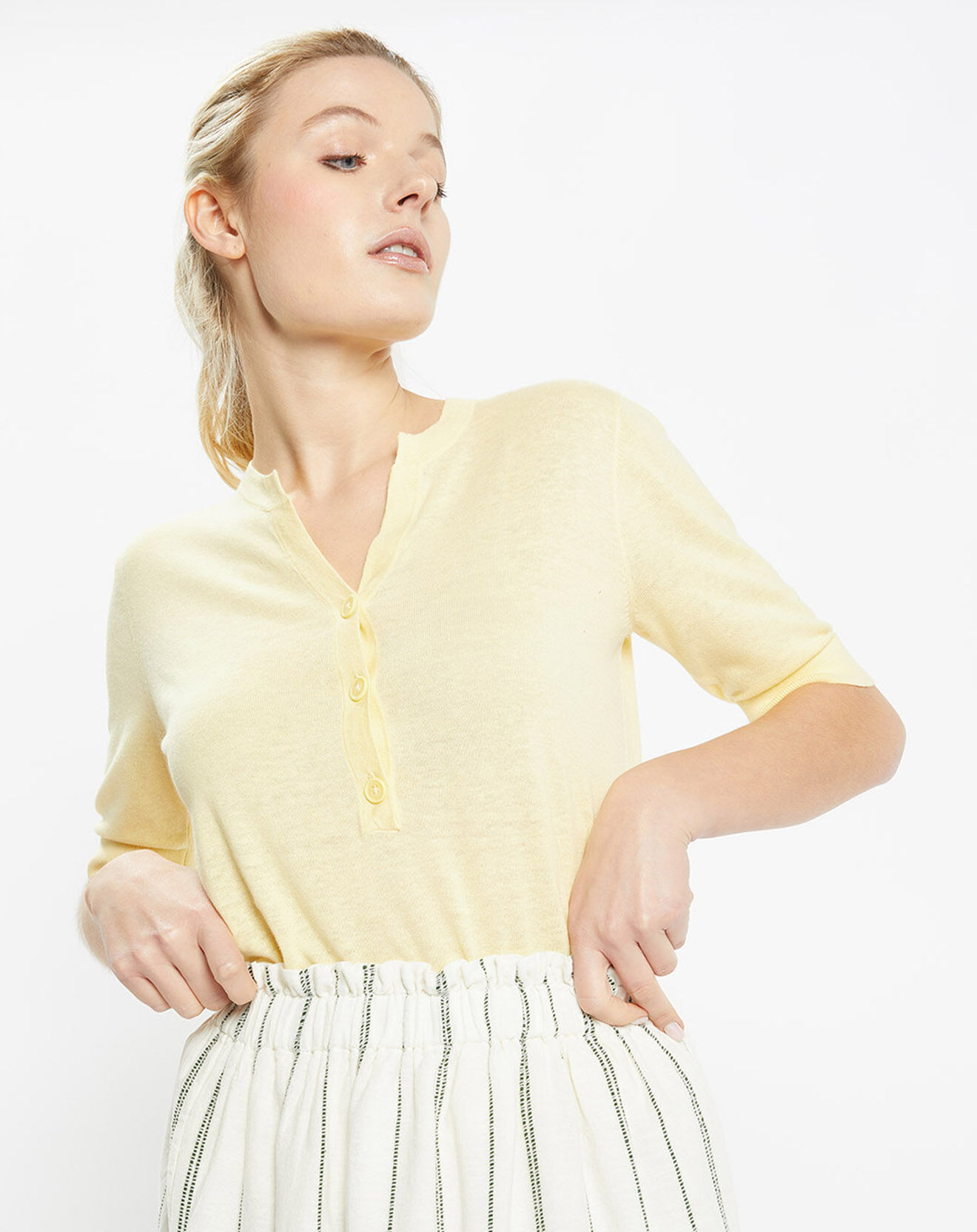 Jodhpur Pull en Lin & Coton Malia jaune