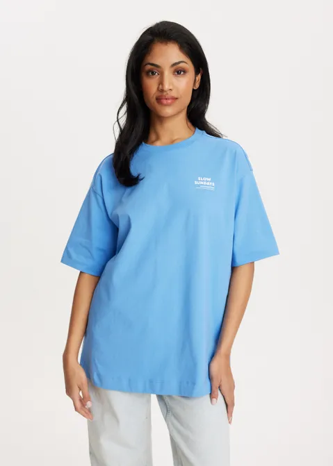 T-shirt met print lifestyle blauw (BLW)