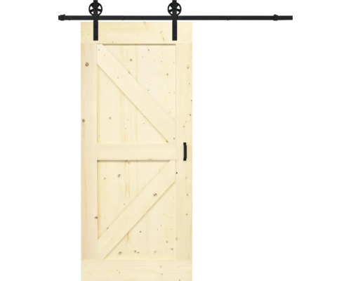Pertura schuifdeur complete set Yorick Wales Vintage onbehandeld 950x2150 mm incl. rail met spaakwiel, krukgarnituur