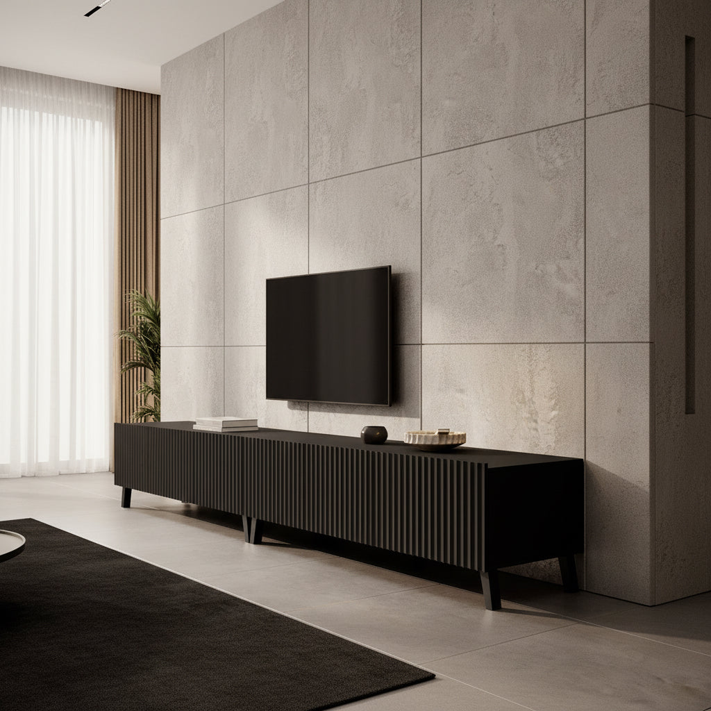 Pepinos 2 - TV-Meubel - Mat zwart - 300x42x44 cm