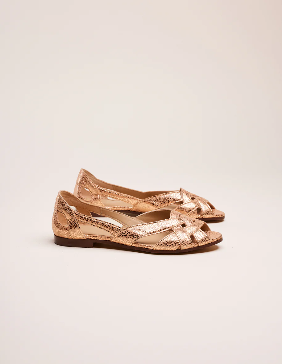 Sandales Clémentine - Cuir craquelé rose