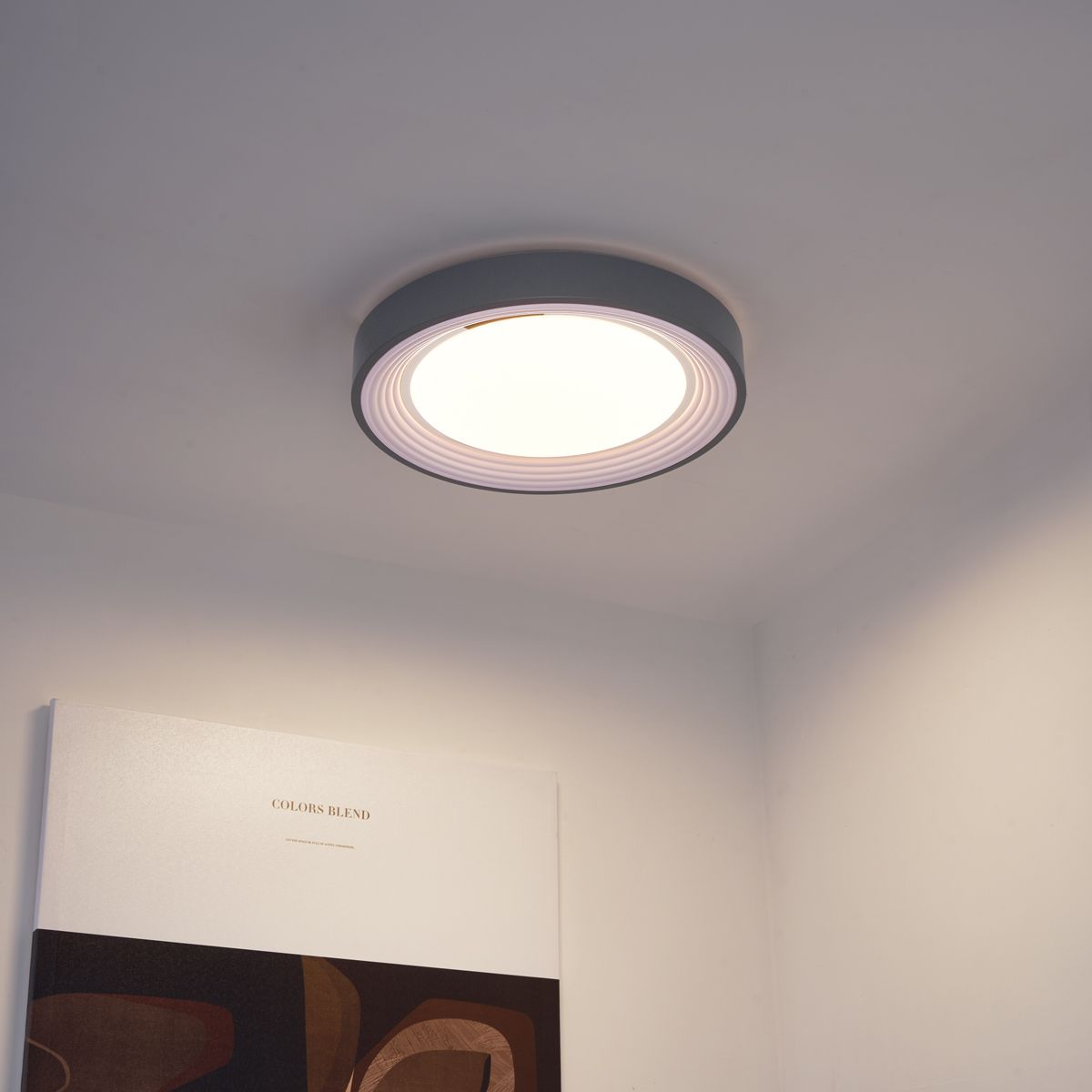 Moderne plafondlamp grijs met wit 38cm incl. LED dimbaar RGB - Kanton