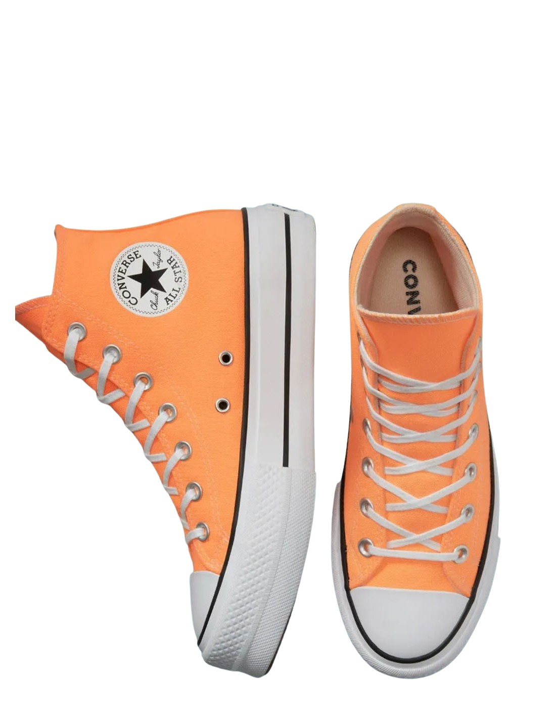 converse Sneakers montantes à semelles compensées orange fluo