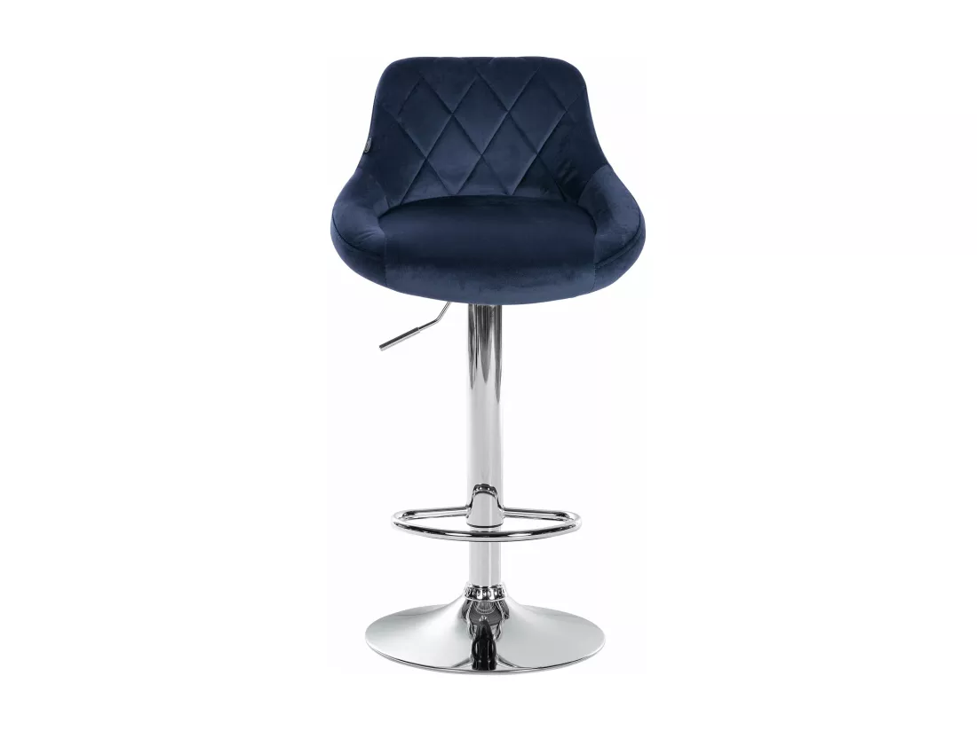 Lot de 2 Tabouret de bar - Velours & Métal - Bleu - Lazio