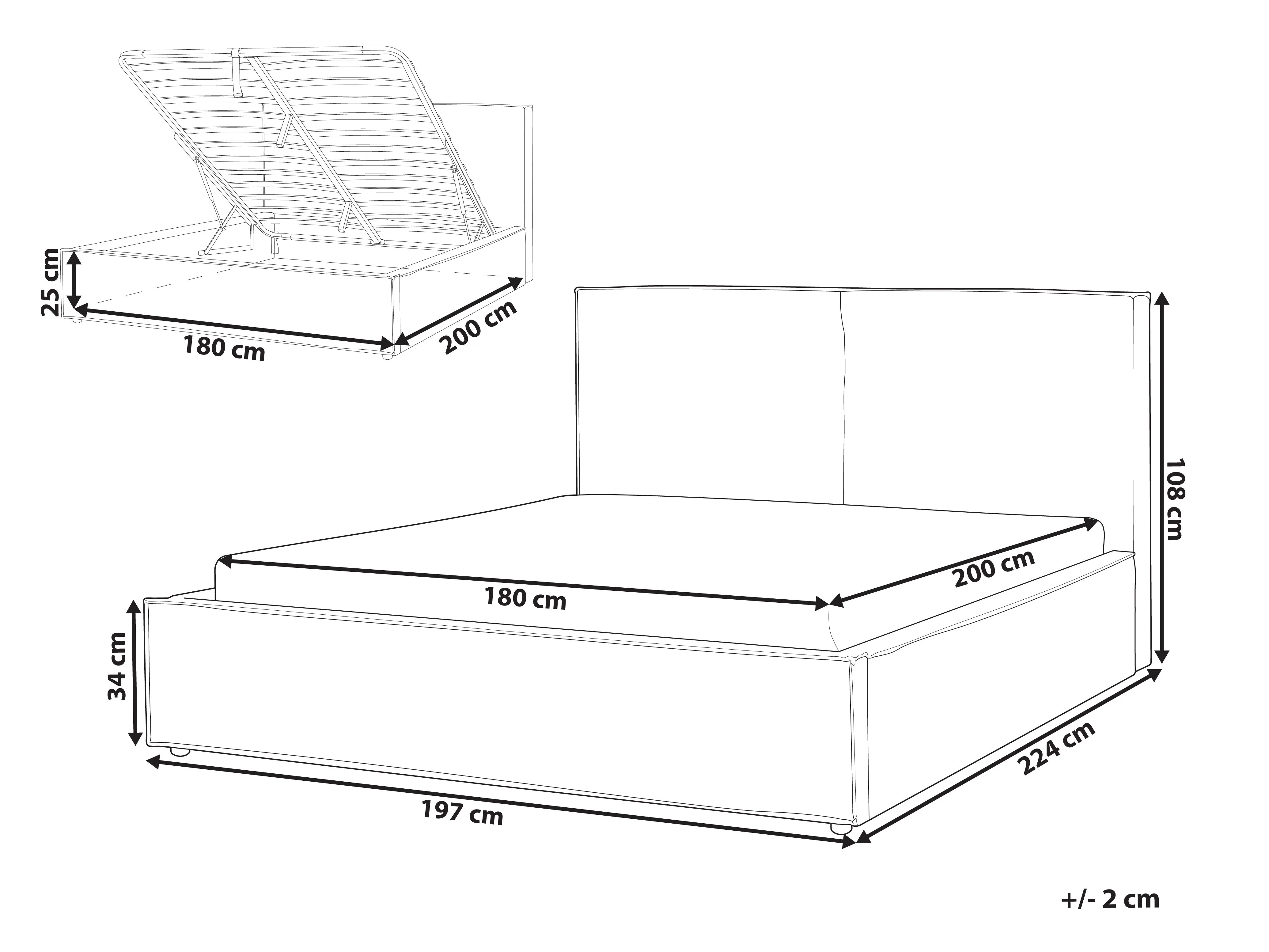 Bed met opbergruimte Gebreid velours MOISSAC 180 x 200 cm Zwart/wit