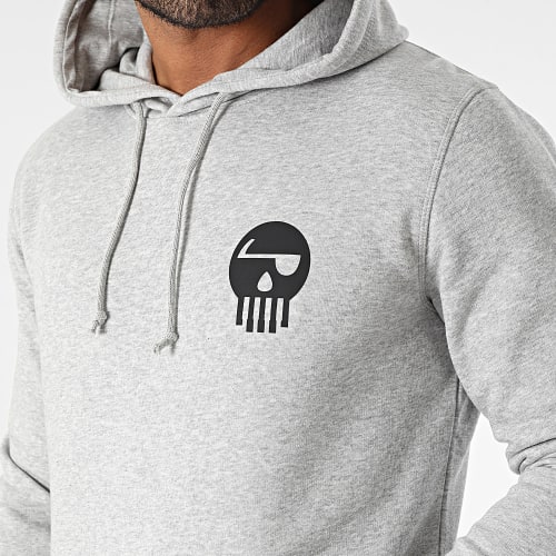 Sweat Capuche Logo Chest And Back Gris Chiné Noir