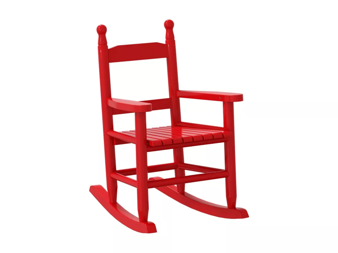 Chaise à bascule enfants rouge bois de peuplier massif