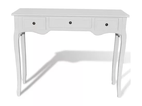 Table de console et coiffeuse avec 3 tiroirs Blanc