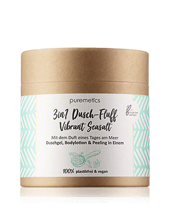 puremetics 3in1 Dusch-Fluff Vibrant Seasalt - Duschgel, Bodylotion & Peeling in Einem 250g