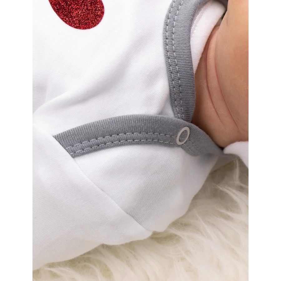 Baby Sweets Body Langarm I love Mama & Papa weiß grau