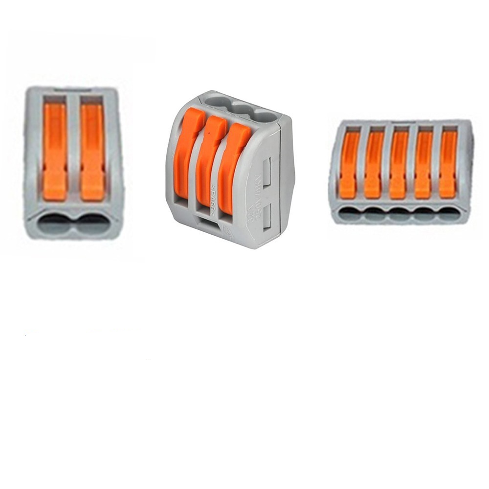 (15er Set) 5-fach Kabel Verbinder Kit Schnell Installations Klemmen - Grau / Orange