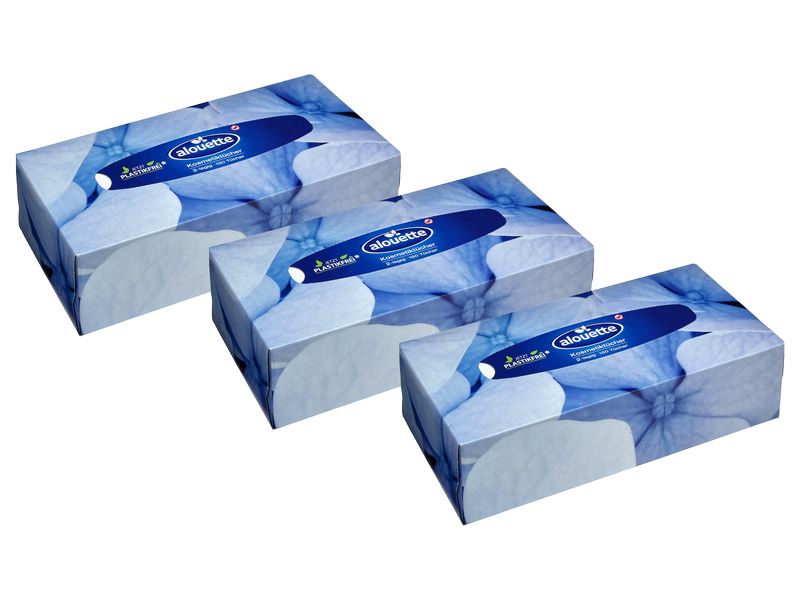 alouette Kosmetiktücher 2-lagig assortiert 3 x 150 Stück Kosmetiktücher Box mit 150 Stück