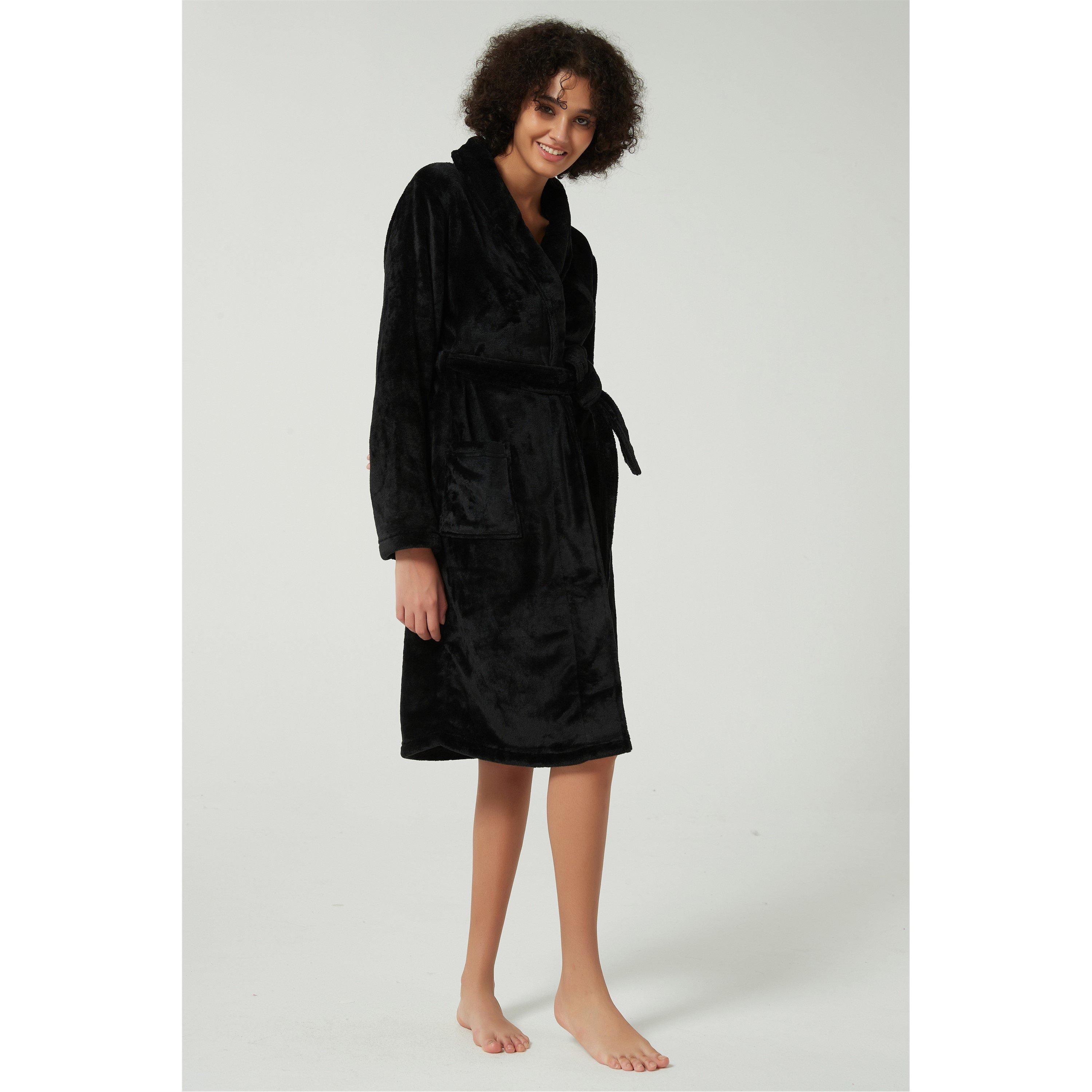 Linea Ladies Plain Fleece Dressing Gown