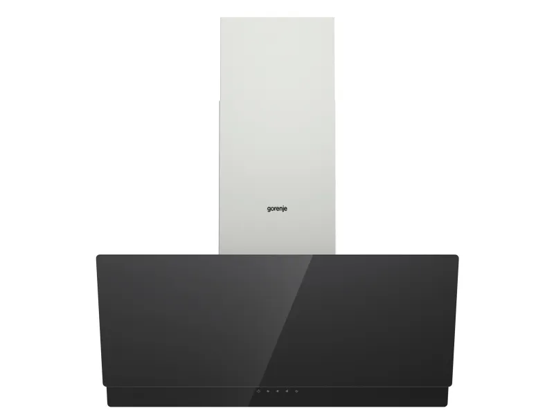 Gorenje Essential WHI949EXBG - Hætte - skorsten vinklet - bredde: 90 cm - dybde: 33.5 cm - udtrækning og recirkulation (-) - med intern motor - rustfrit stål/sølv
